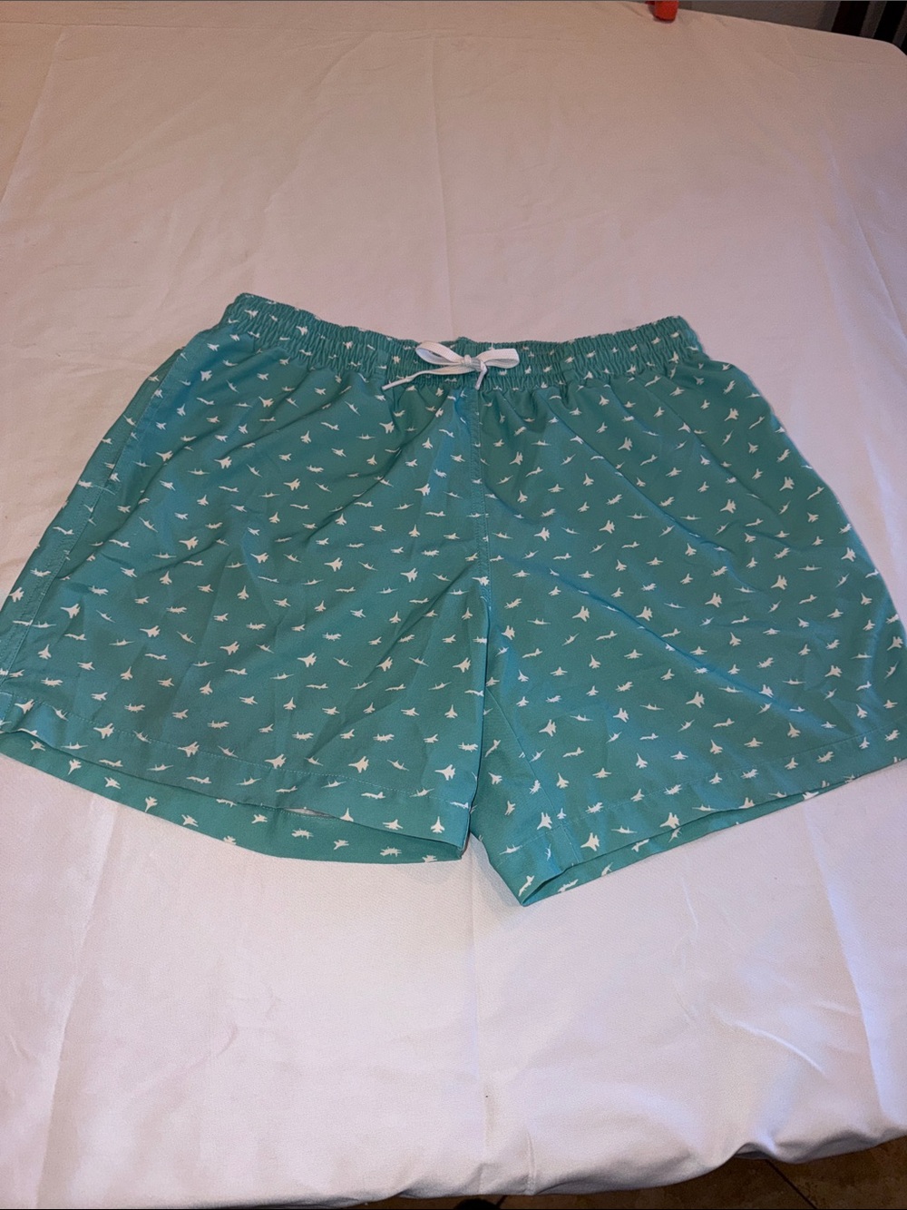 3209204 Chubbies Teal Airplane 6.5” Swim Trunk Shorts SZ L